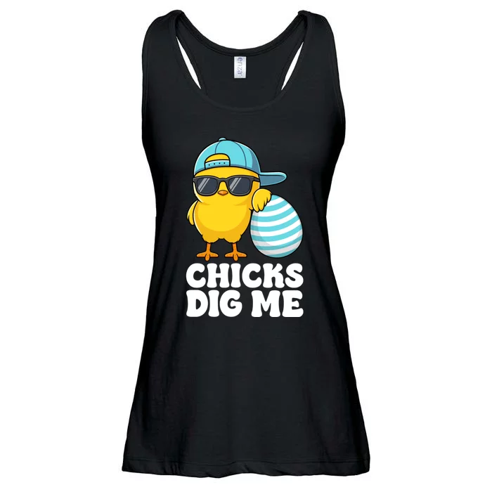 Happy Easter Funny Chicks Dig Me Easter Ladies Essential Flowy Tank