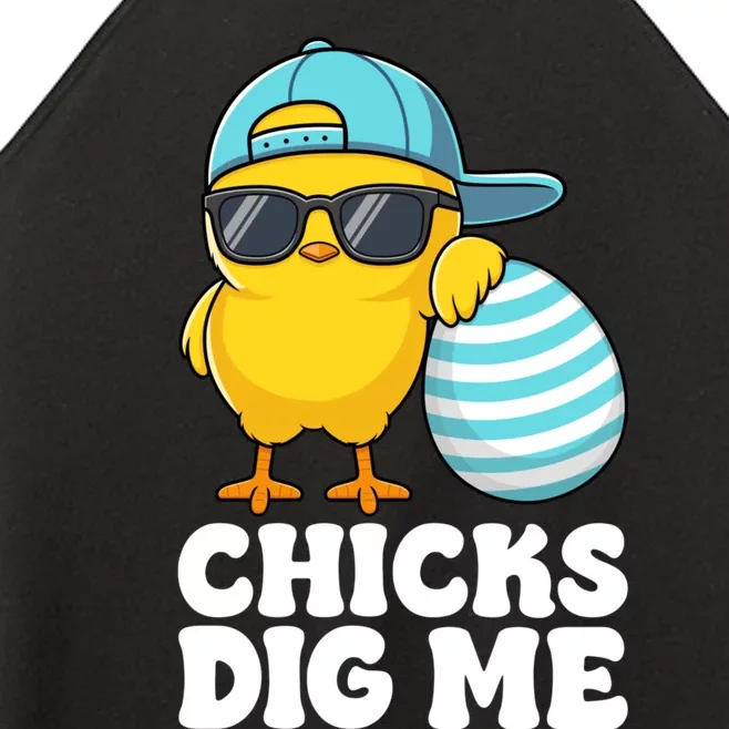 Happy Easter Funny Chicks Dig Me Easter Women’s Perfect Tri Rocker Tank