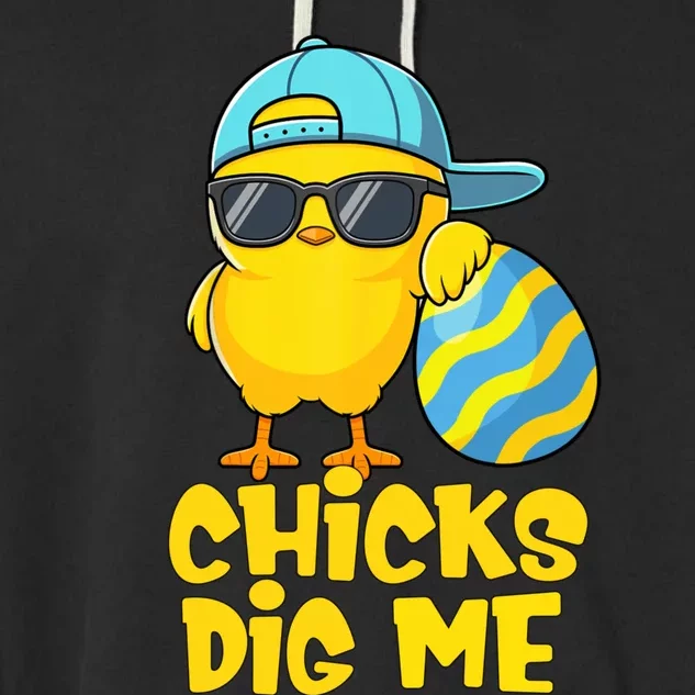 Happy Easter Funny Chicks Dig Me Easter Garment-Dyed Fleece Hoodie