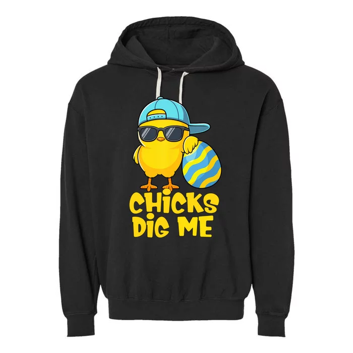 Happy Easter Funny Chicks Dig Me Easter Garment-Dyed Fleece Hoodie