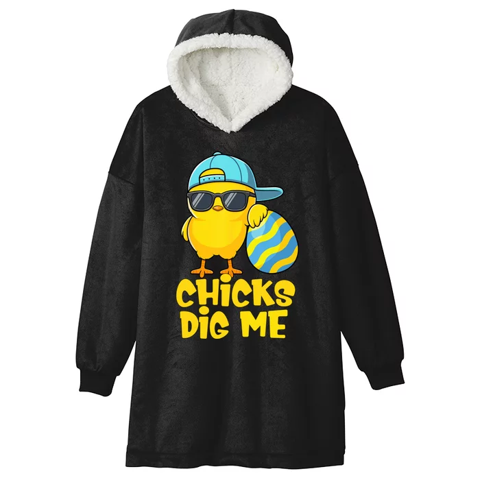 Happy Easter Funny Chicks Dig Me Easter Hooded Wearable Blanket