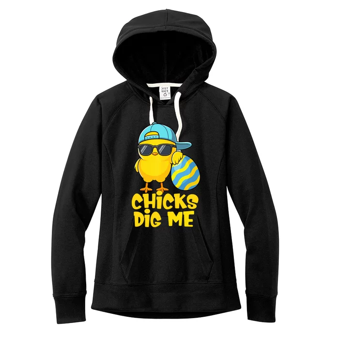 Happy Easter Funny Chicks Dig Me Easter Women's Fleece Hoodie