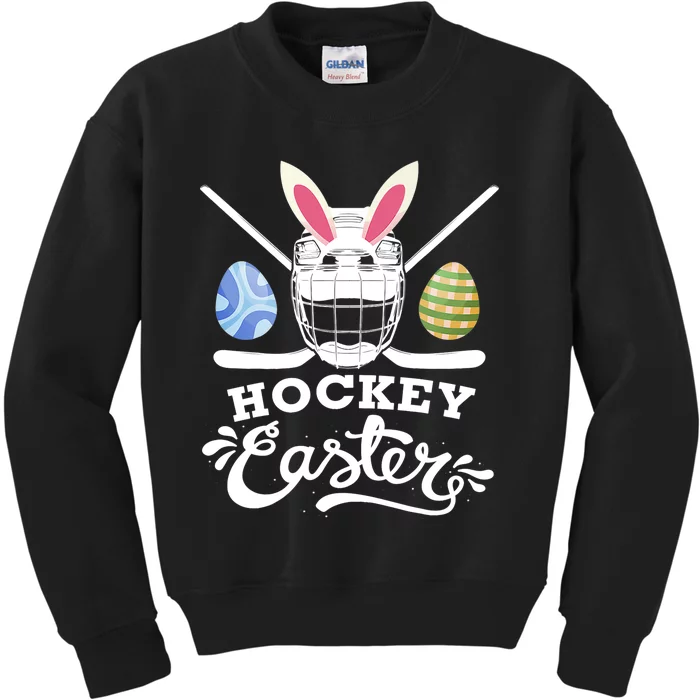 Hockey Easter Funny Easter Day Ice Hockey Player Kids Sweatshirt