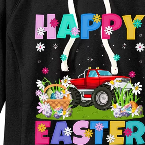 Happy Easter Funny Floral Monster Truck Easter Sunday Gift Women's Fleece Hoodie