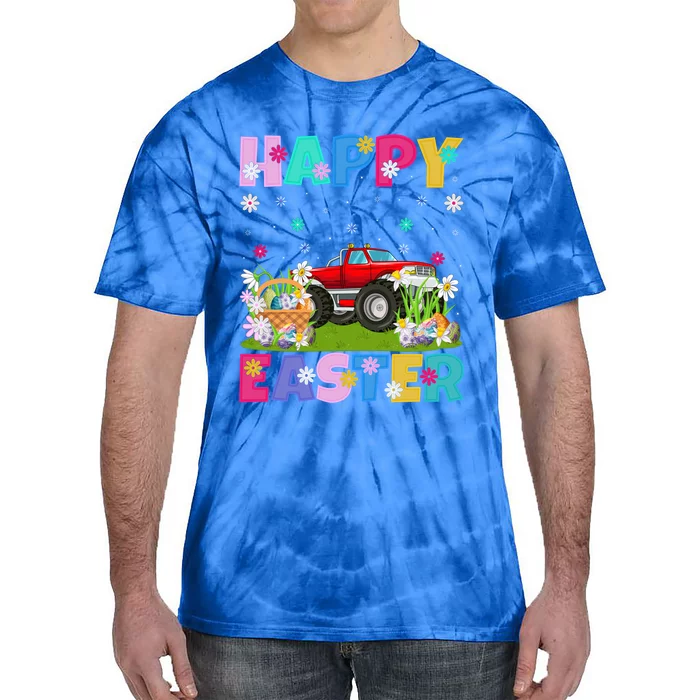 Happy Easter Funny Floral Monster Truck Easter Sunday Gift Tie-Dye T-Shirt