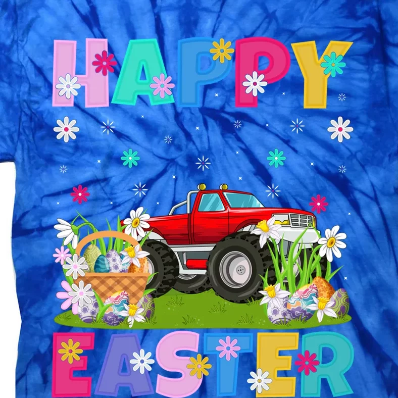 Happy Easter Funny Floral Monster Truck Easter Sunday Gift Tie-Dye T-Shirt