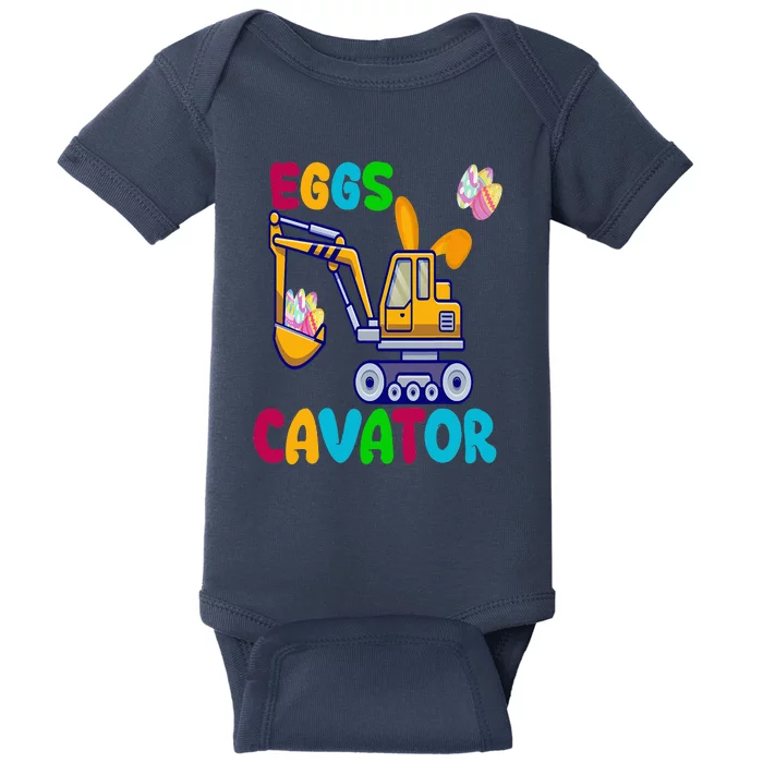 Happy Easter Funny Excavator Hunting Egg Baby Bodysuit