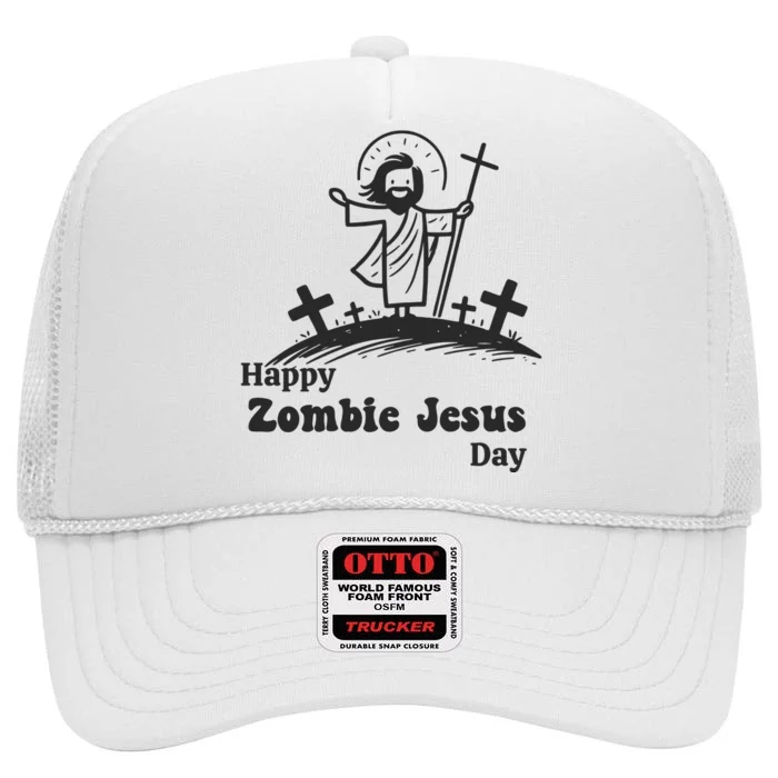 Happy Easter Funny Zombie Jesus High Crown Mesh Trucker Hat