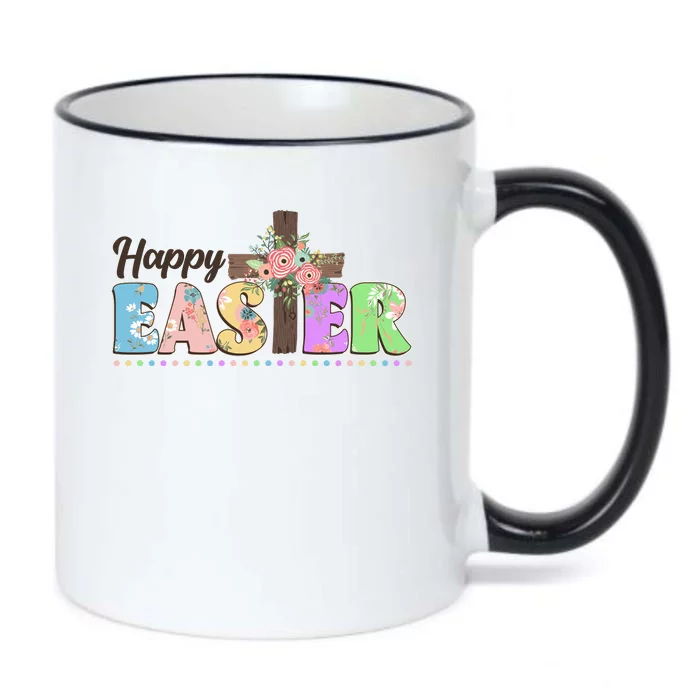 Happy Easter Flower Floral Cross Black Color Changing Mug