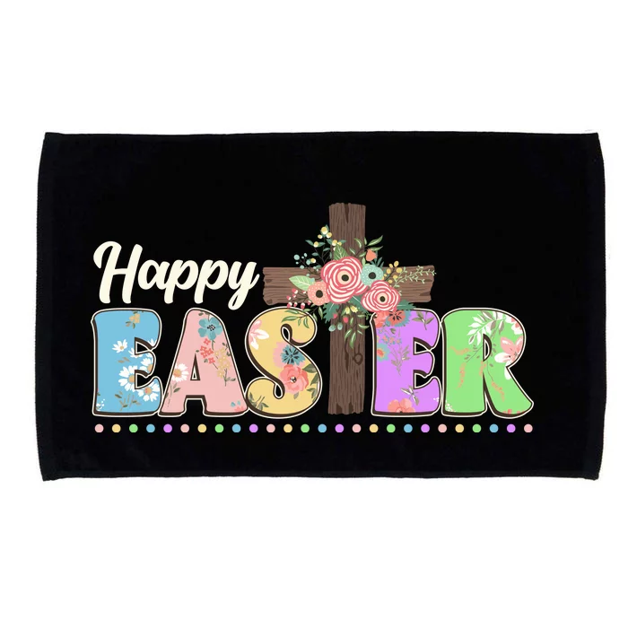 Happy Easter Flower Floral Cross Microfiber Hand Towel