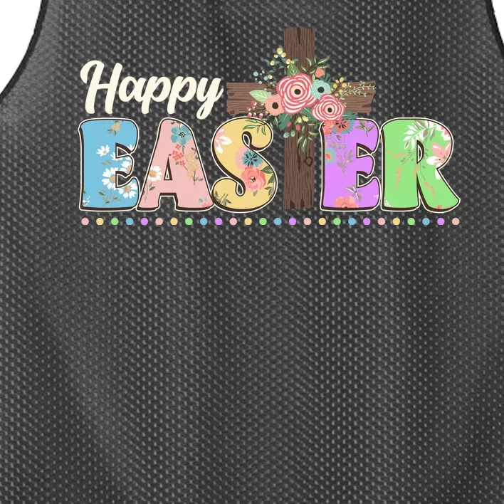 Happy Easter Flower Floral Cross Mesh Reversible Basketball Jersey Tank