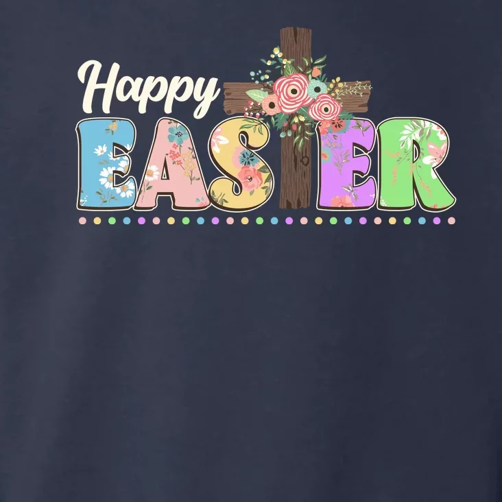 Happy Easter Flower Floral Cross Toddler Hoodie