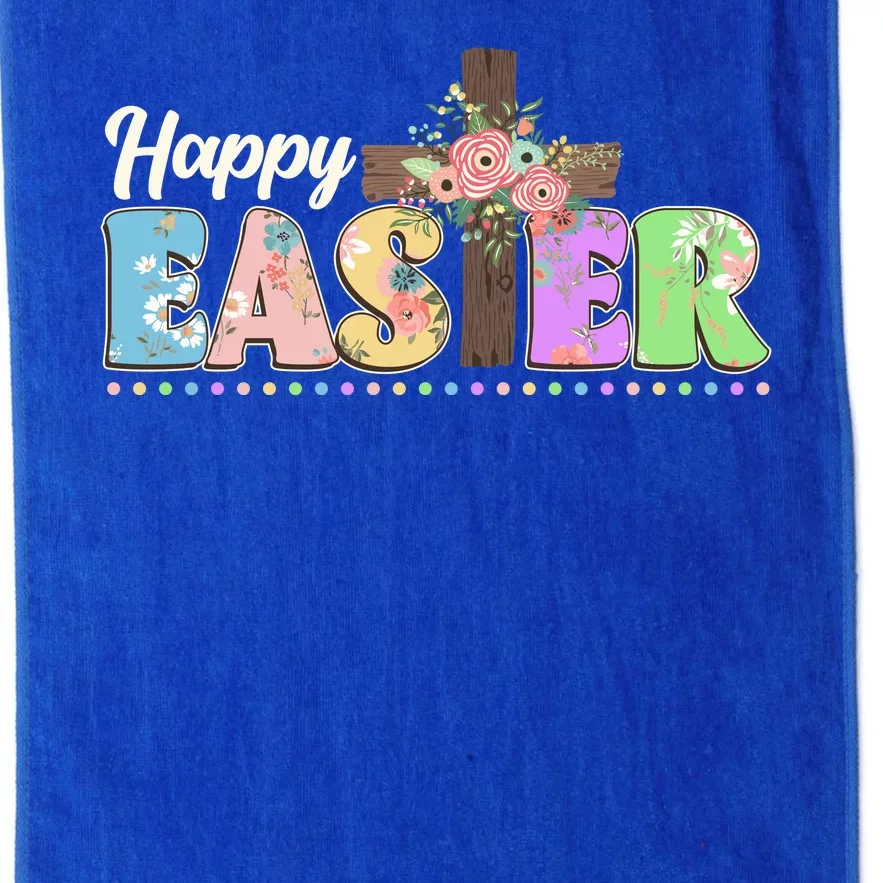 Happy Easter Flower Floral Cross Platinum Collection Golf Towel