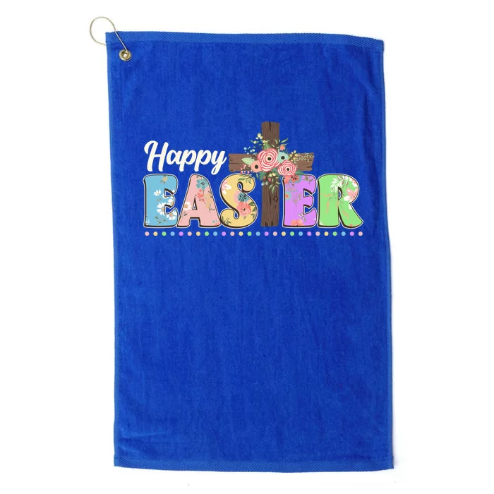 Happy Easter Flower Floral Cross Platinum Collection Golf Towel