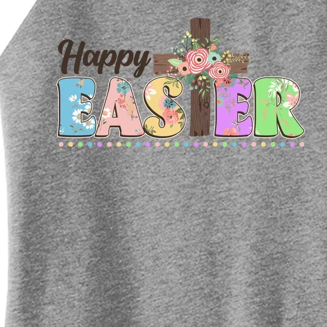 Happy Easter Flower Floral Cross Women’s Perfect Tri Rocker Tank