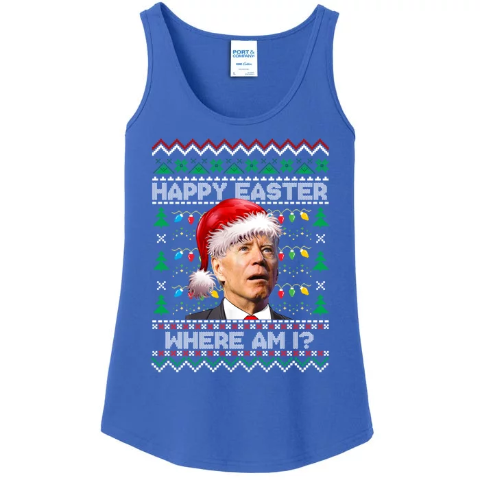 Happy Easter Funny Joe Biden Santa Ugly Christmas Gift Ladies Essential Tank