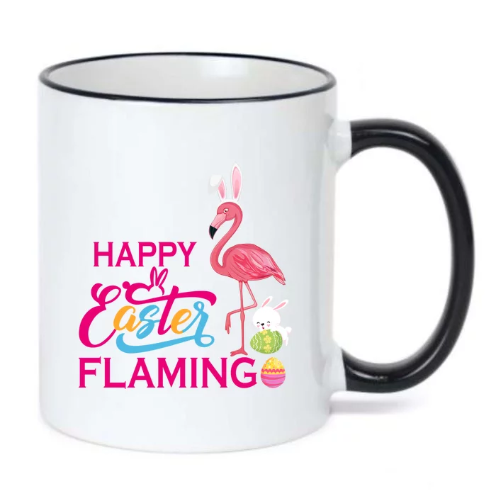 Happy Easter Flamigo Cute Bunny Flamingo Hunting Easter Eggs Gift Black Color Changing Mug