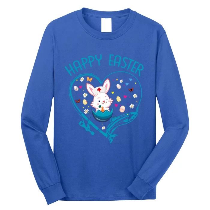 TeeShirtPalace | Happy Easter Fishing Bunny Easter Day Fishing Fisher Gift  Long Sleeve Shirt