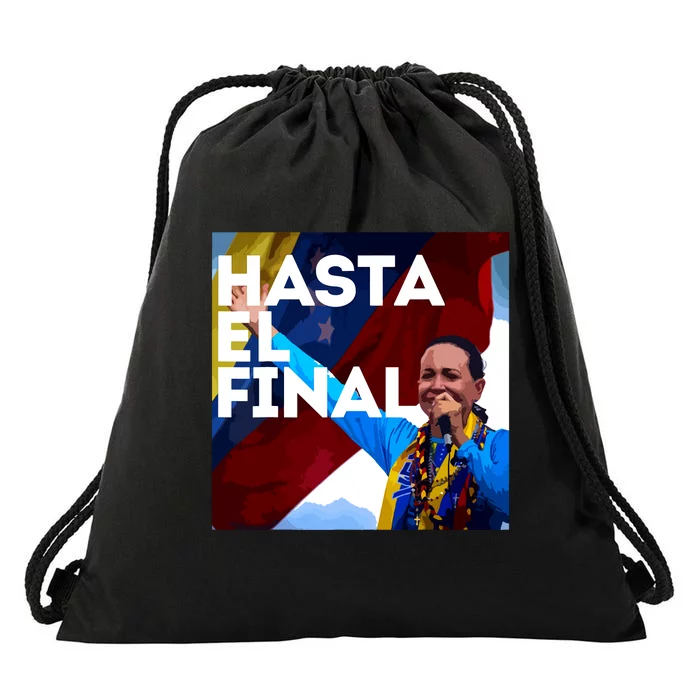 Hasta El Final Maria Corina Venezuela Libre Drawstring Bag