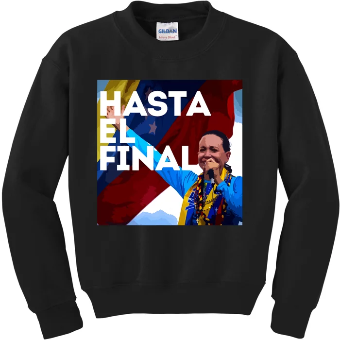 Hasta El Final Maria Corina Venezuela Libre Kids Sweatshirt