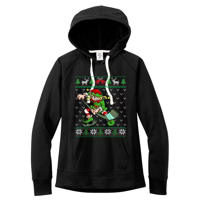 Hockey Elf Female Ice Hockey Player Ugly Christmas Gift Women's Fleece Hoodie