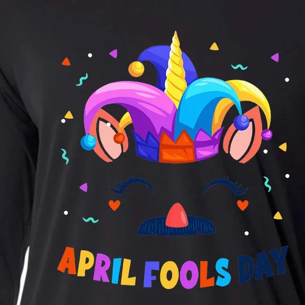 Happy Easter Fool's Day 1st April Unicorn Face Cooling Performance Long Sleeve Crew