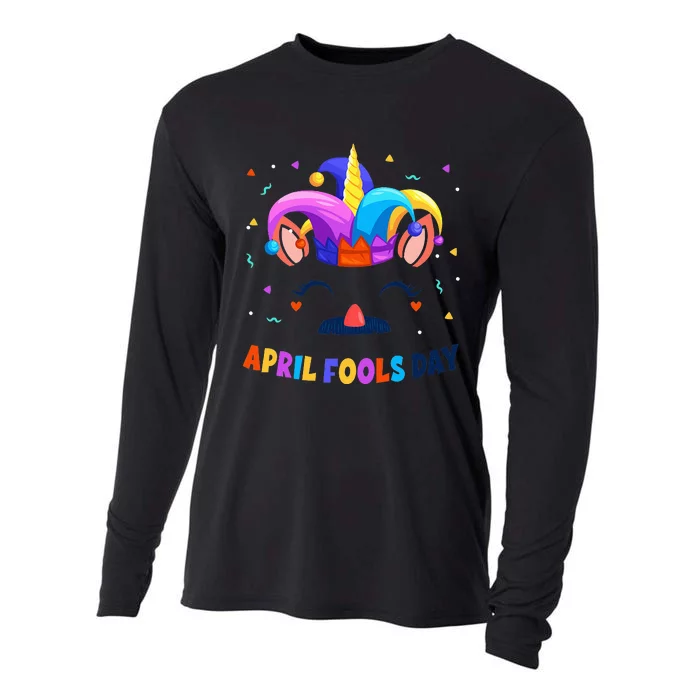 Happy Easter Fool's Day 1st April Unicorn Face Cooling Performance Long Sleeve Crew