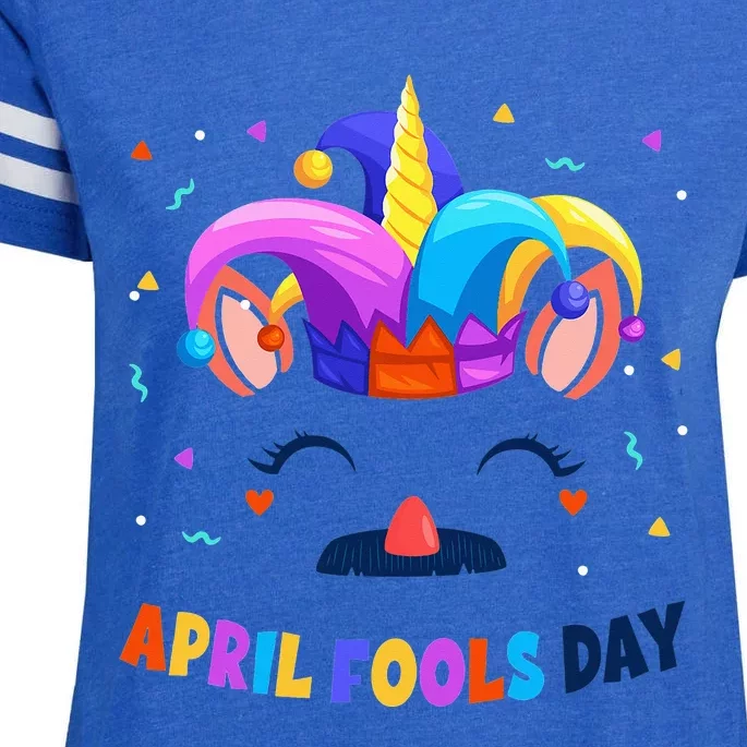 Happy Easter Fool's Day 1st April Unicorn Face Enza Ladies Jersey Football T-Shirt