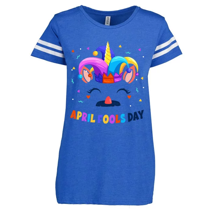 Happy Easter Fool's Day 1st April Unicorn Face Enza Ladies Jersey Football T-Shirt