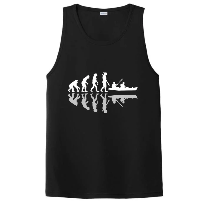 Human Evolution Funny Canoeing Humor River Adventure Performance Tank