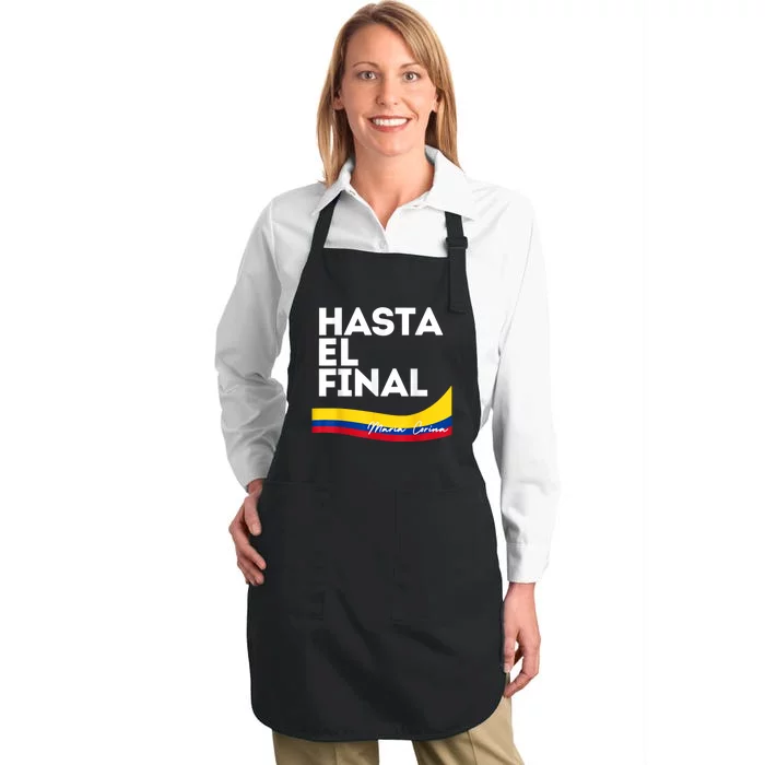 Hasta El Final Maria Corina Venezuela Libre Full-Length Apron With Pocket