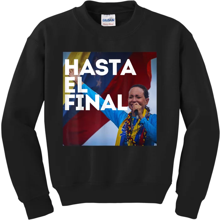 Hasta El Final Maria Corina Venezuela Libre Kids Sweatshirt