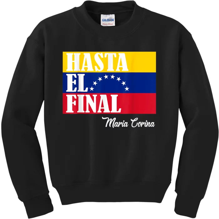 Hasta El Final Maria Corina Venezuela Libre Flag Kids Sweatshirt