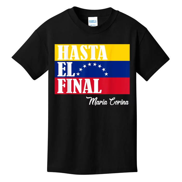 Hasta El Final Maria Corina Venezuela Libre Flag Kids T-Shirt