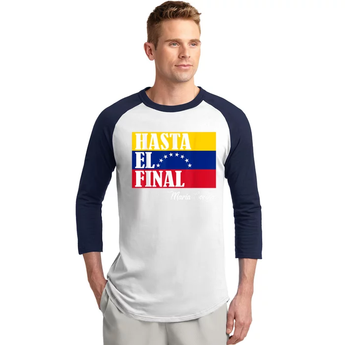 Hasta El Final Maria Corina Venezuela Libre Flag Baseball Sleeve Shirt