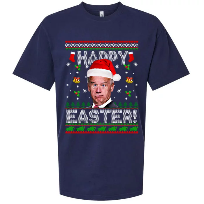 Happy Easter Funny Joe Biden Christmas Ugly Sweater Gift Sueded Cloud Jersey T-Shirt