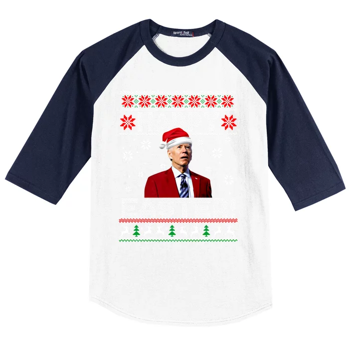 Happy Easter Funny Joe Biden Ugly Christmas Sweater Gift Baseball Sleeve Shirt