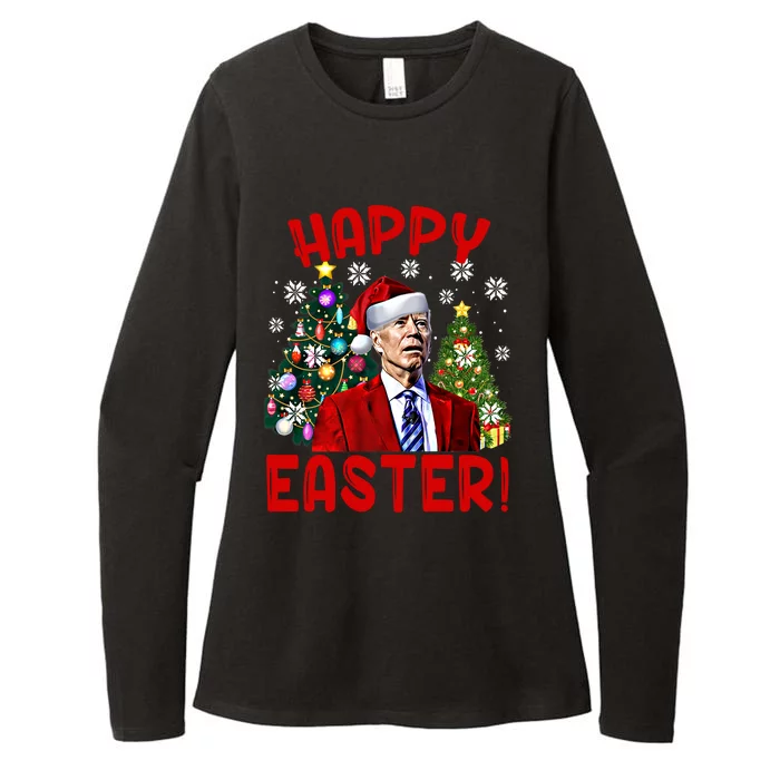 Happy Easter Funny Santa Joe Biden Confused Christmas Lights Gift Womens CVC Long Sleeve Shirt