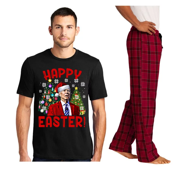 Happy Easter Funny Santa Joe Biden Confused Christmas Lights Gift Pajama Set