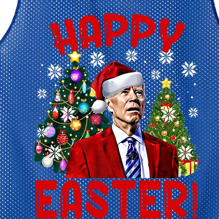 Happy Easter Funny Santa Joe Biden Confused Christmas Lights Gift Mesh Reversible Basketball Jersey Tank