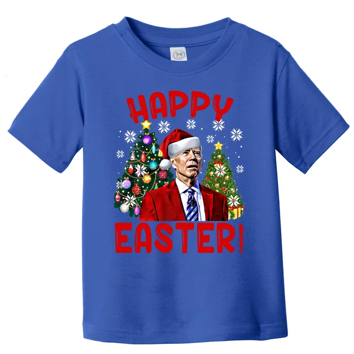 Happy Easter Funny Santa Joe Biden Confused Christmas Lights Gift Toddler T-Shirt