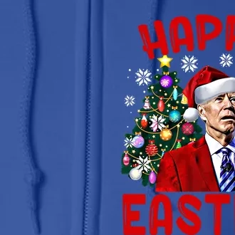 Happy Easter Funny Santa Joe Biden Confused Christmas Lights Gift Full Zip Hoodie