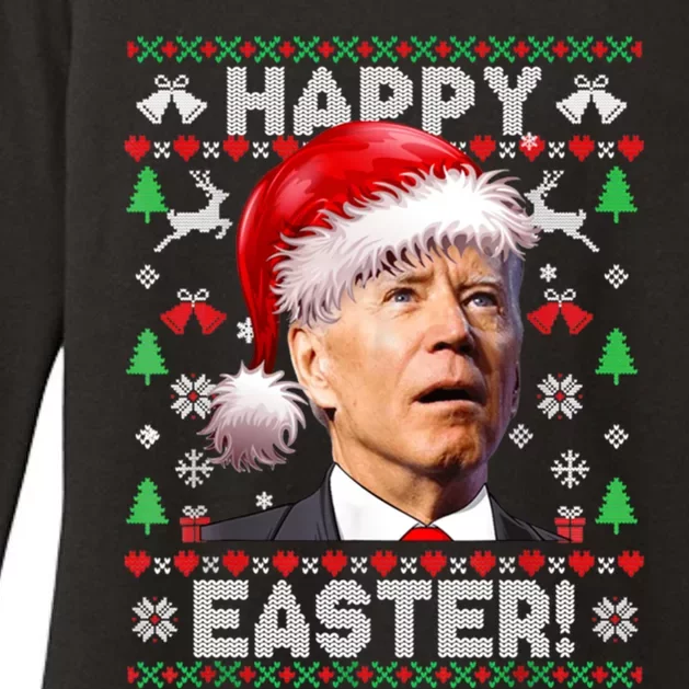 Happy Easter Funny Joe Biden Ugly Christmas Sweater Funny Gift Womens CVC Long Sleeve Shirt