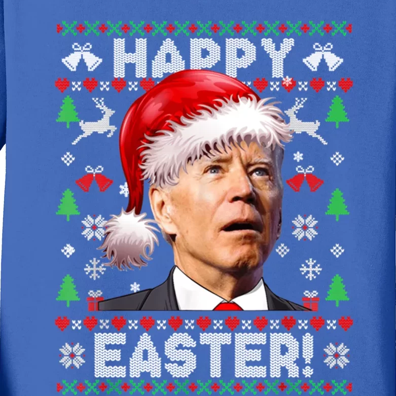 Happy Easter Funny Joe Biden Ugly Christmas Sweater Funny Gift Kids Long Sleeve Shirt