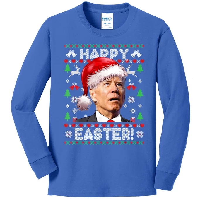 Happy Easter Funny Joe Biden Ugly Christmas Sweater Funny Gift Kids Long Sleeve Shirt