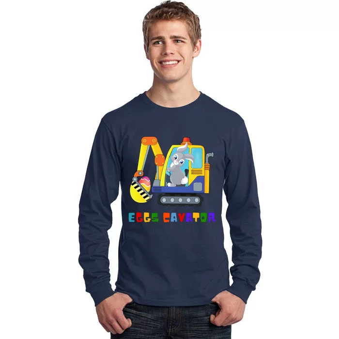 Happy Easter Funny Excavator Hunting Egg Tall Long Sleeve T-Shirt