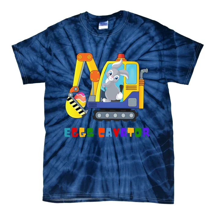 Happy Easter Funny Excavator Hunting Egg Tie-Dye T-Shirt