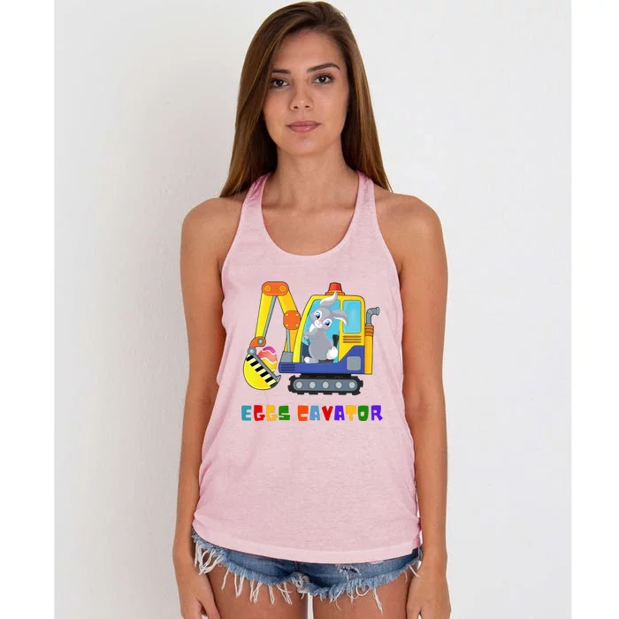 Happy Easter Funny Excavator Hunting Egg Women's Knotted Racerback Tank