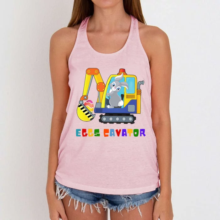 Happy Easter Funny Excavator Hunting Egg Women's Knotted Racerback Tank