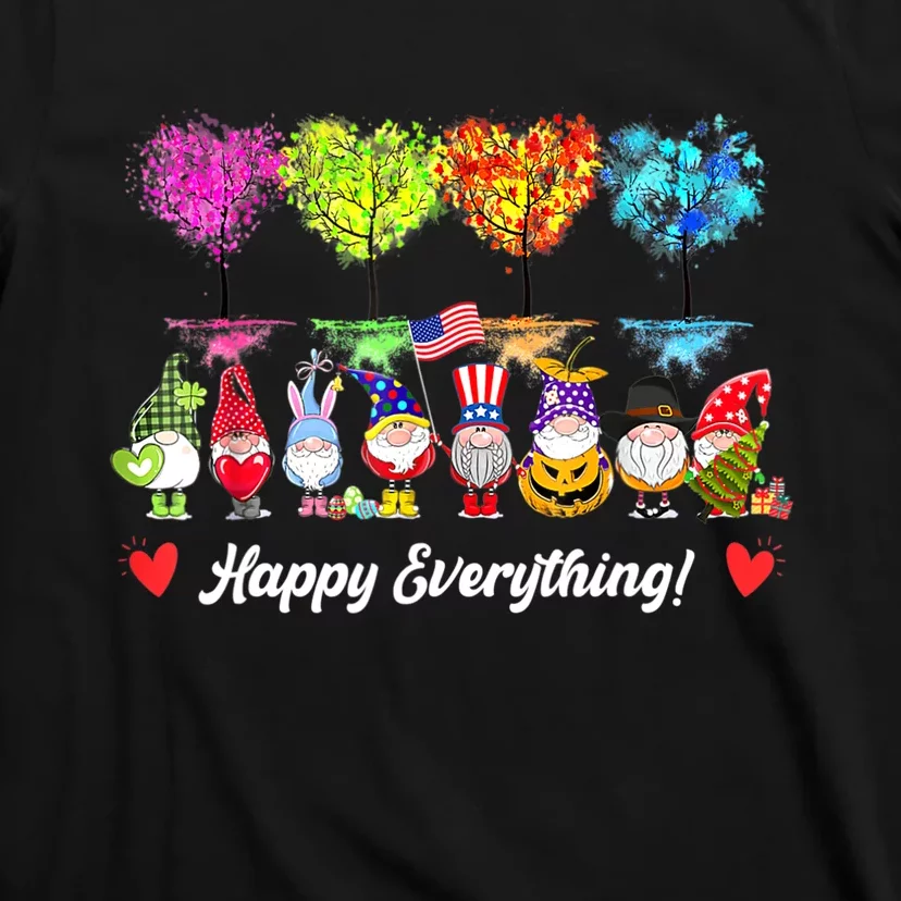 Happy Everything Gnomes Every Seasons All Year Tree T-Shirt